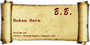 Bokse Bere névjegykártya